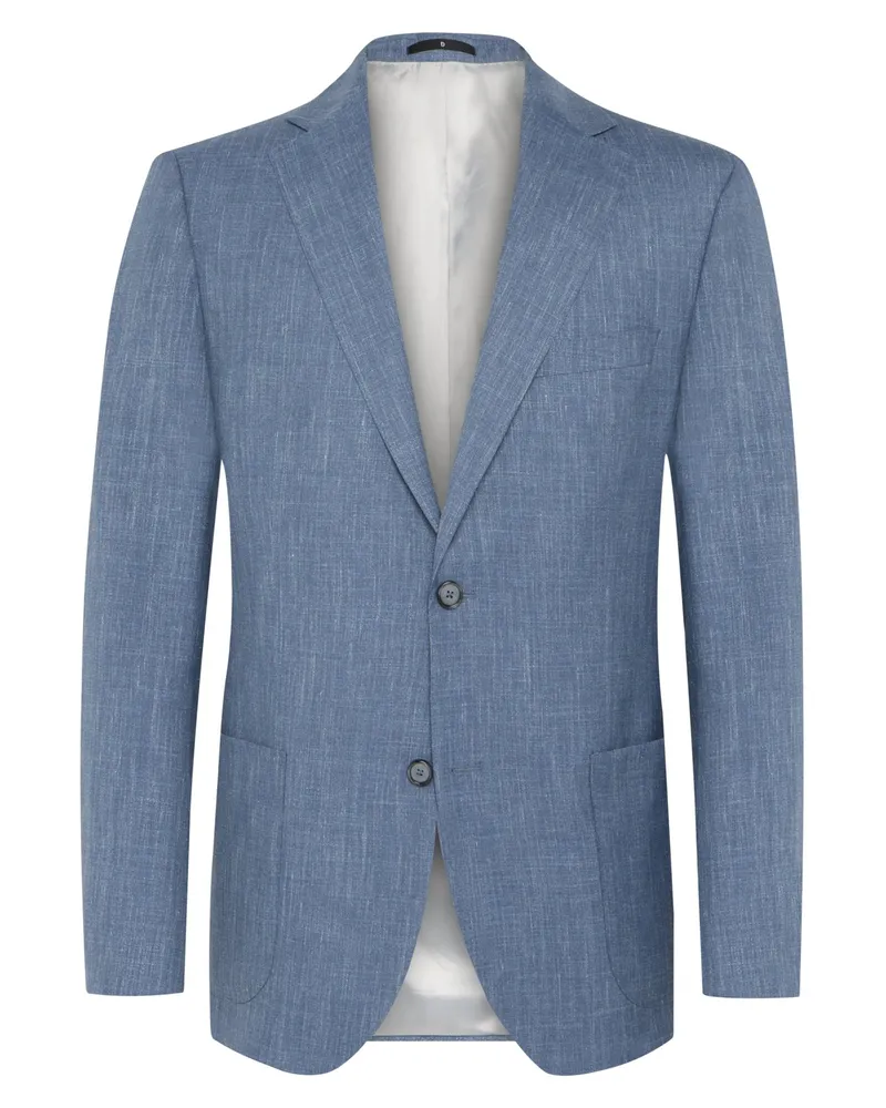 Dressler Teilweise gefütterter Blazer aus Seiden-Woll-Mischgewebe mit fallendem Revers, normale Passform in Mittelblau