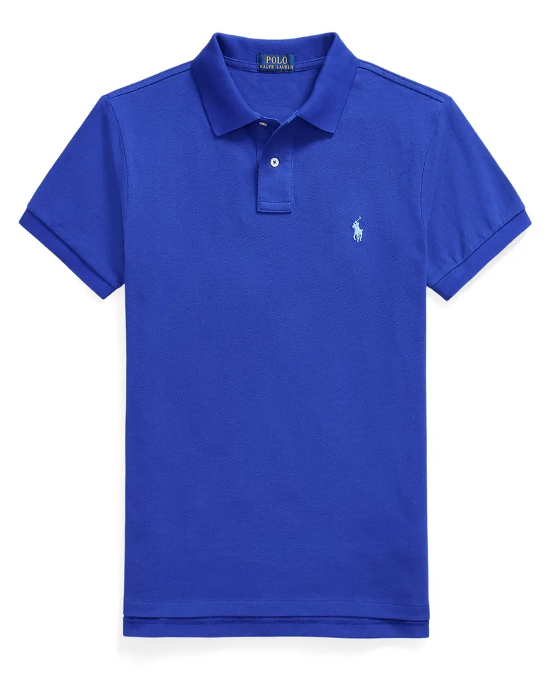 Ralph Lauren Piqué-Poloshirt aus Baumwolle mit Logo-Stickerei, Slim Fit in Blau