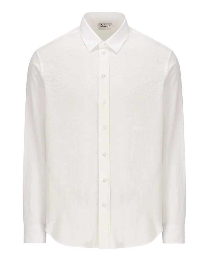 Luis Trenker Strick-Hemd aus Baumwolle mit Struktur, Regular Fit in Offwhite