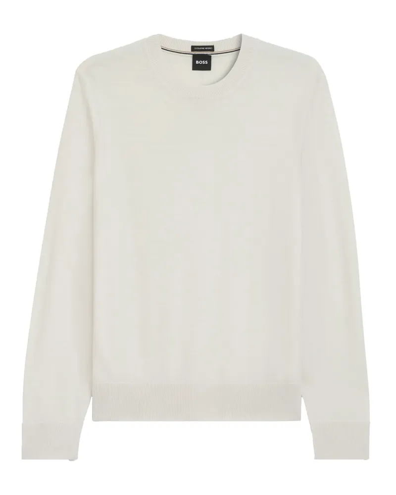 HUGO BOSS Feinstrick-Pullover aus Merinowolle in Offwhite