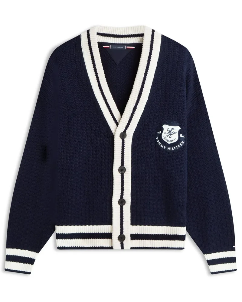 Tommy Hilfiger Heavy Strick-Cardigan aus Baumwolle mit Label-Aufnäher in Marine