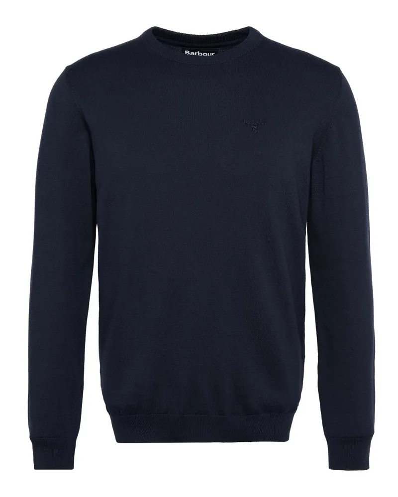 Barbour Pullover aus Baumwolle mit gesticktem Label-Schriftzug in Marine