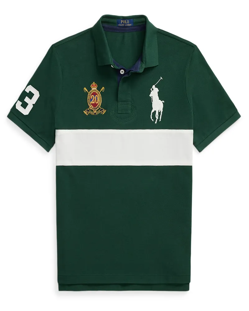 Ralph Lauren Poloshirt mit Big-Pony-Aufnäher und Bruststreifen, Custom Slim Fit in Grün