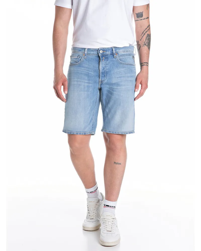 Replay Jeans-Shorts Grover in Bleached-Optik, Straight Fit in Blau