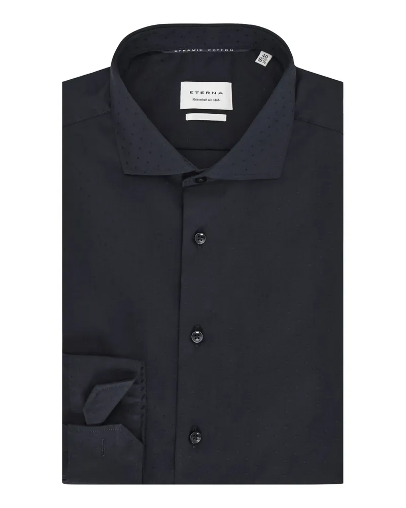 Eterna Unifarbenes Hemd aus Dynamic Cotton mit Kentkragen, Slim Fit in Schwarz