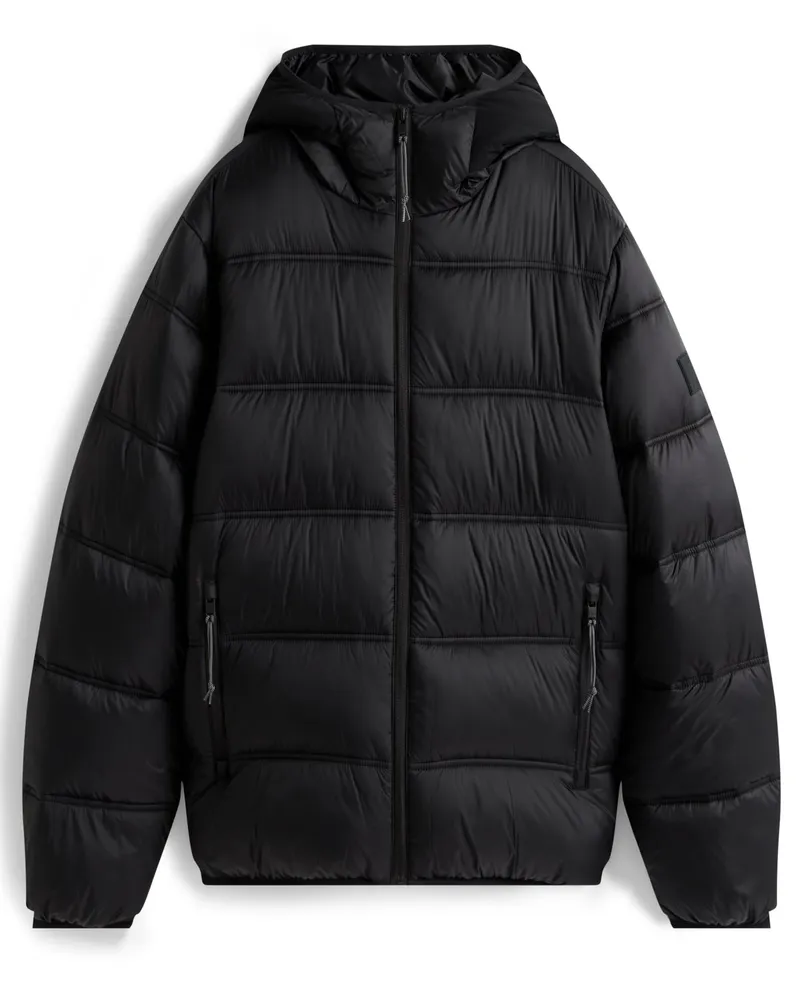 Tommy Hilfiger Leichte Steppjacke mit Label-Print auf Kapuze in Schwarz