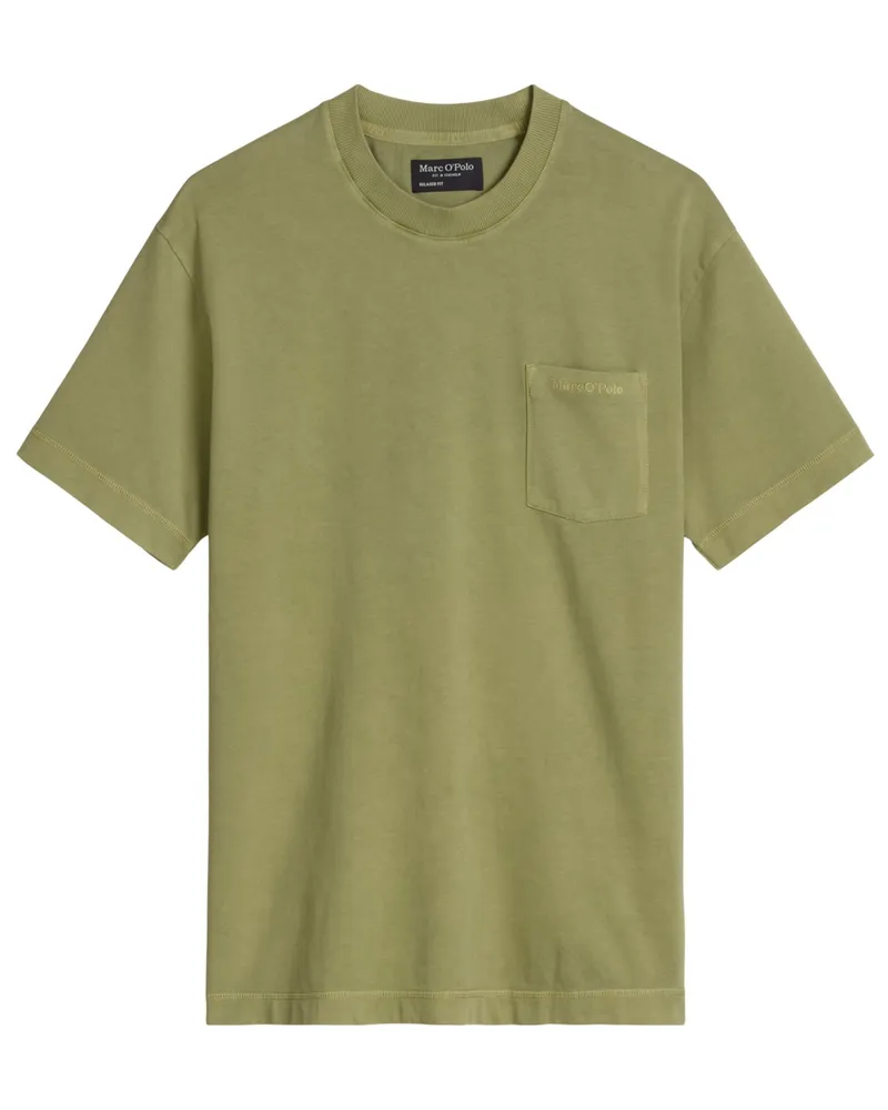 Marc O'Polo Garment Dyed T-Shirt mit Brusttasche, Relaxed Fit in Grün