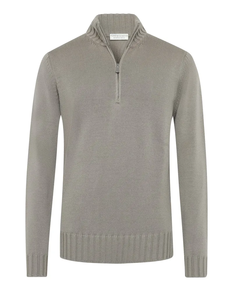 Filippo de Laurentiis Troyer aus Merinowolle in Heavy-Rippstrick-Qualität in Beige
