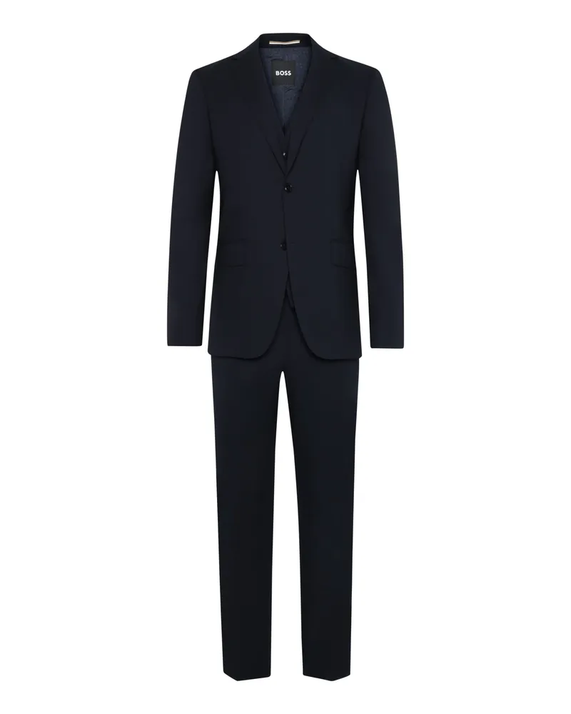HUGO BOSS Dreiteiliger Anzug mit Stretch-Anteil, Slim Fit in Marine