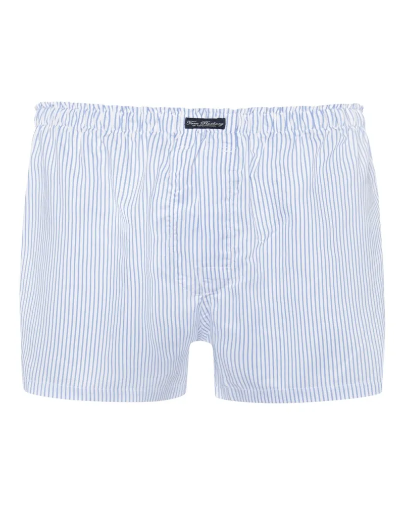 Tom Rusborg Baumwoll-Boxershorts mit Streifenmuster und elastischem Bund in Hellblau