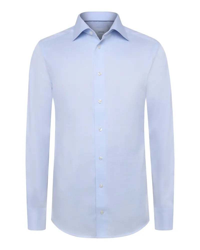 Eton Unifarbenes Oxford-Hemd mit Haifischkragen, Super Slim in Hellblau