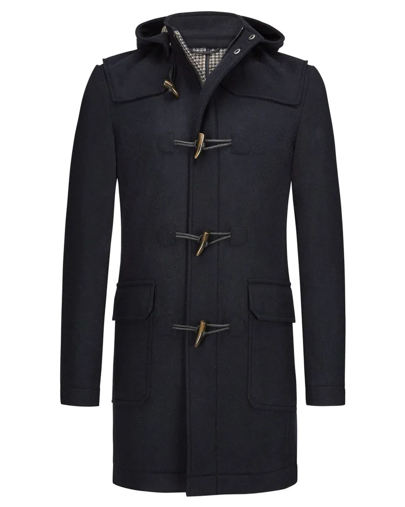 Tom Rusborg Dufflecoat mit abnehmbarer Kapuze in Marine