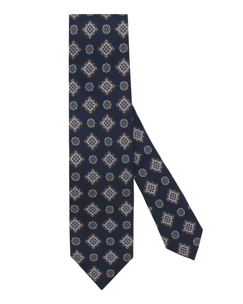 Gierre Milano Seidenkrawatte mit Medaillon-Print in Marine