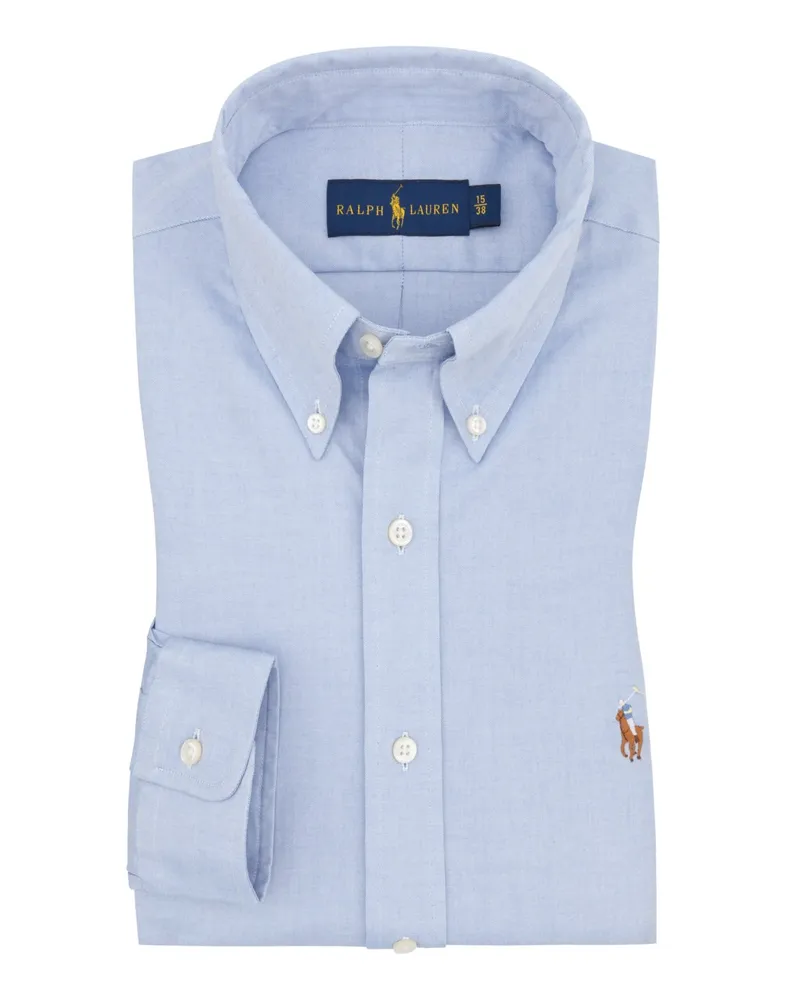 Ralph Lauren Oxford Hemd aus Baumwolle, Custom Fit in Blau