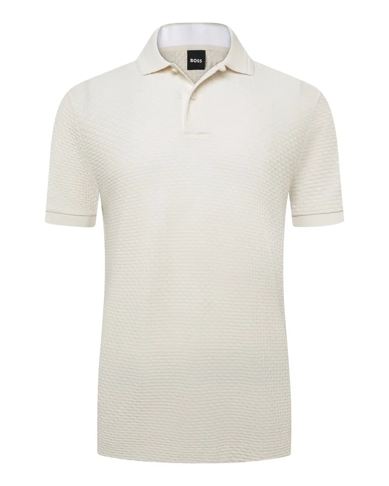 HUGO BOSS Poloshirt aus Baumwolle mit Wabenstruktur, Regular in Offwhite