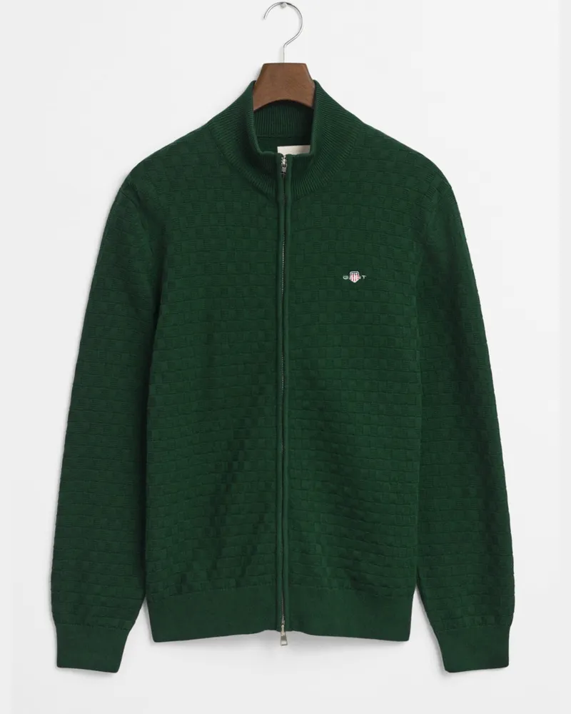 Gant Strickjacke aus Bio-Baumwolle mit Struktur, Regular Fit in Grün