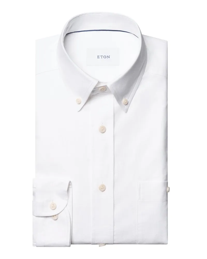 Eton Oxfordhemd mit Brusttasche, Casual Fit in Weiß
