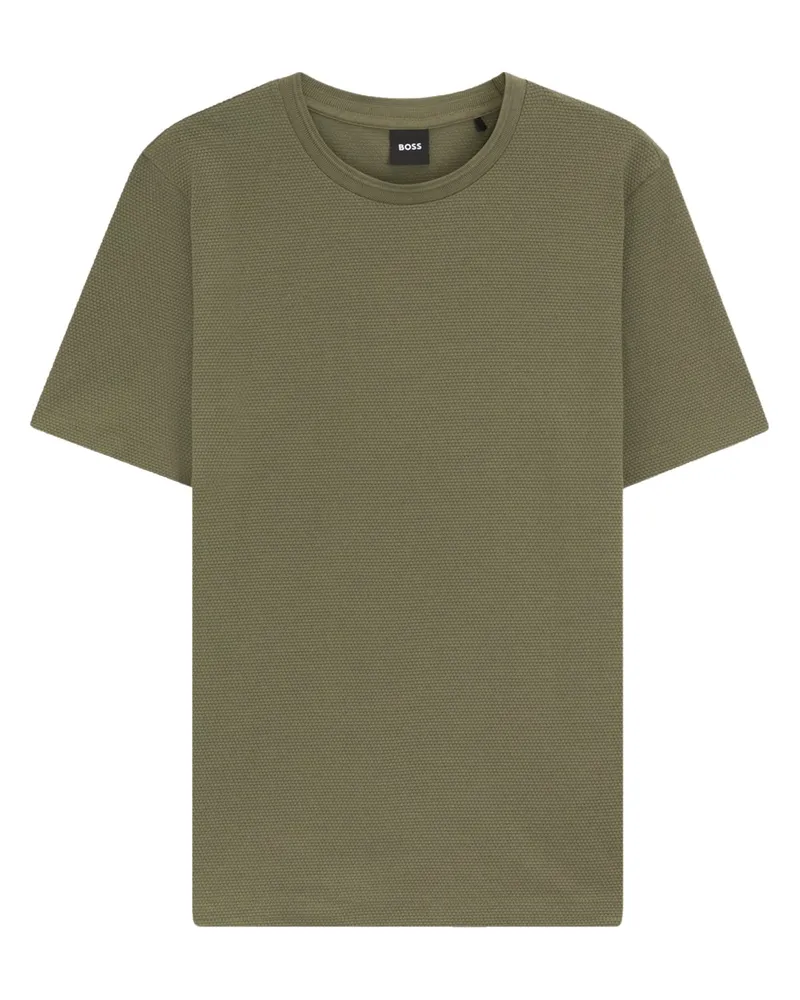HUGO BOSS T-Shirt aus einem Baumwollgemisch mit Wabenstruktur in Oliv