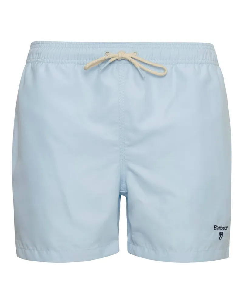 Barbour Unifarbene Badehose mit gesticktem Label-Schriftzug in Hellblau