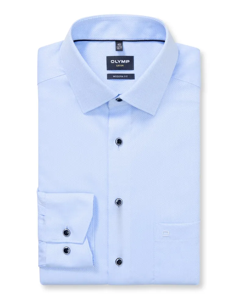 Olymp Luxor, Modern Fit, Baumwollhemd mit Struktur in Hellblau
