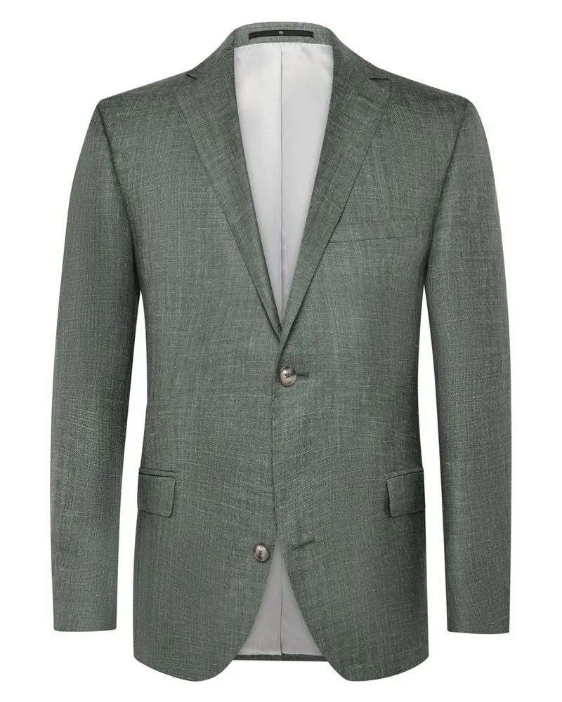 Dressler Sakko aus einem Wolle-Seide-Leinen-Mix mit Fischgrät-Muster, Relaxed Fit in Grün