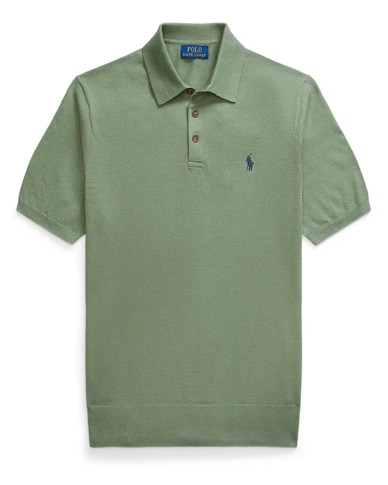 Ralph Lauren Feinstrick-Poloshirt aus Baumwolle mit Logo-Stickerei in Grün