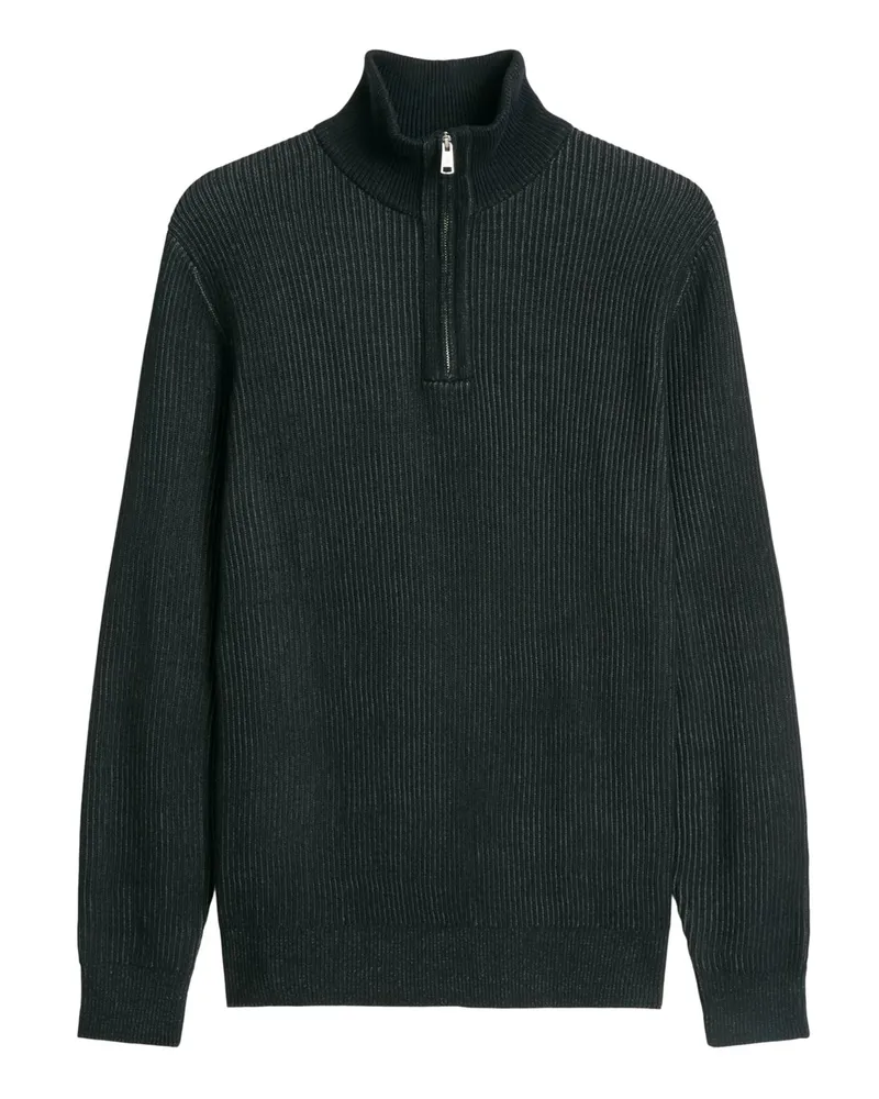 Marc O'Polo Bicolor-Troyer in Rippstrick-Optik, Regular in Anthrazit