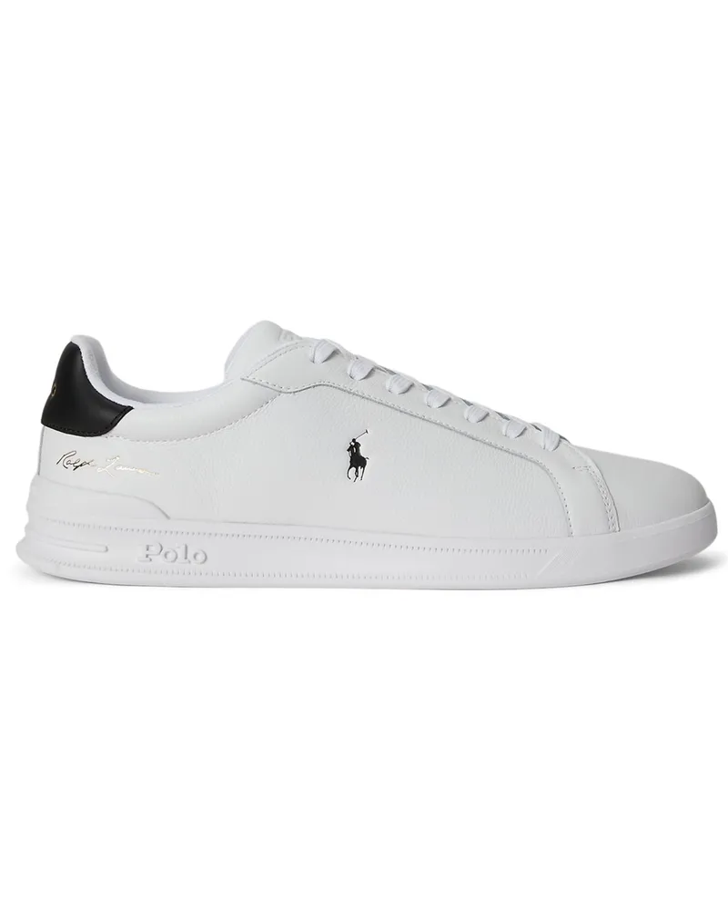 Ralph Lauren Sneaker aus Glattleder mit Poloreiter-Stickerei in Weiß