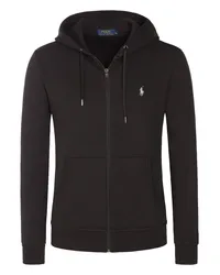 Ralph Lauren Sweatjacke mit Kapuze, Zip und kleiner Poloreiter-Stickerei Schwarz