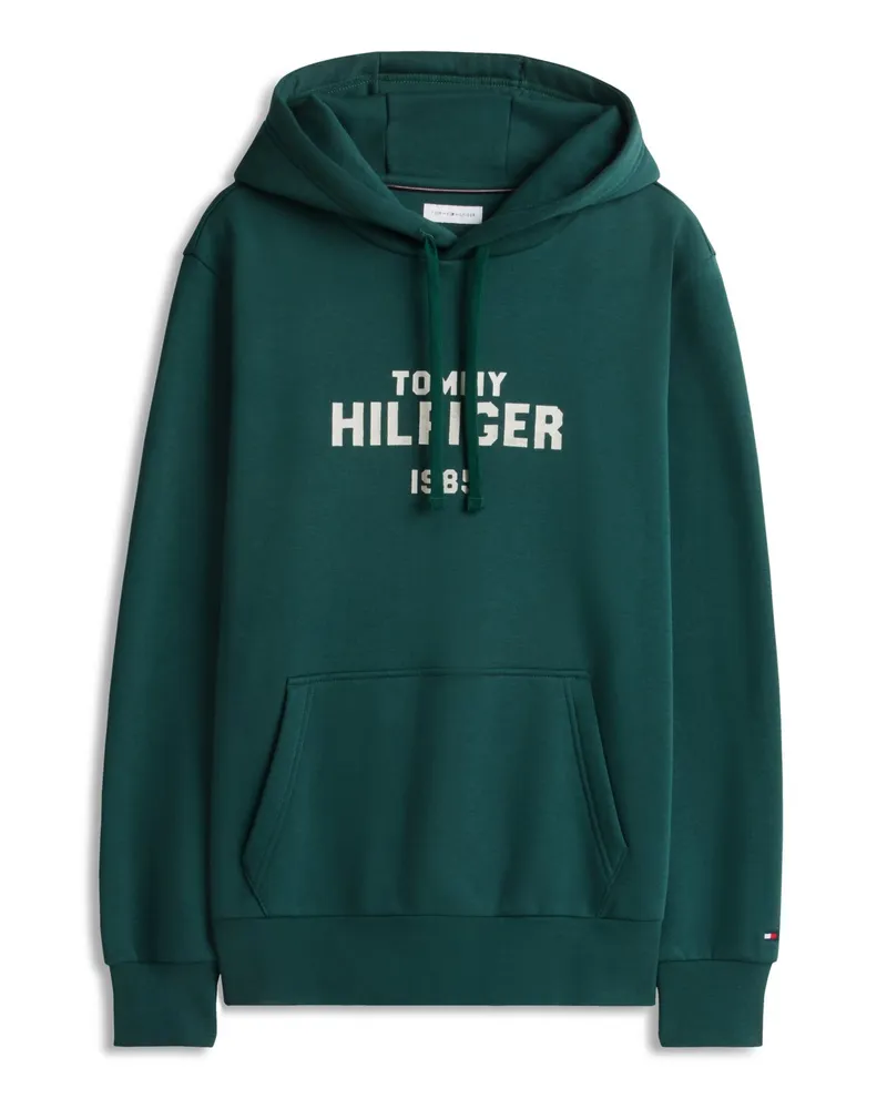 Tommy Hilfiger Hoodie aus einem Baumwoll-Mix mit Label-Print, Regular Fit in Grün