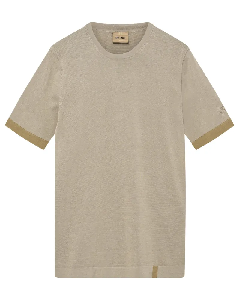Mos Mosh Strick-T-Shirt aus Baumwolle mit Rundhalsausschnitt in Beige