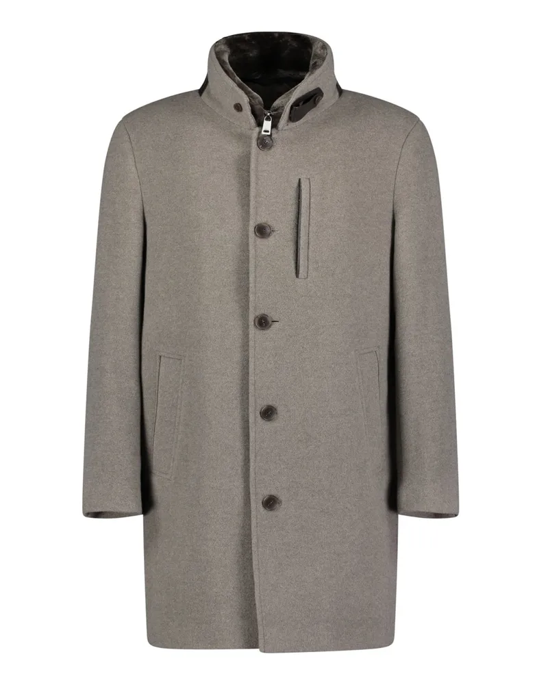 Roy Robson Wattierter Wollmantel mit Stehkragen und Kaschmiranteil, Regular in Beige