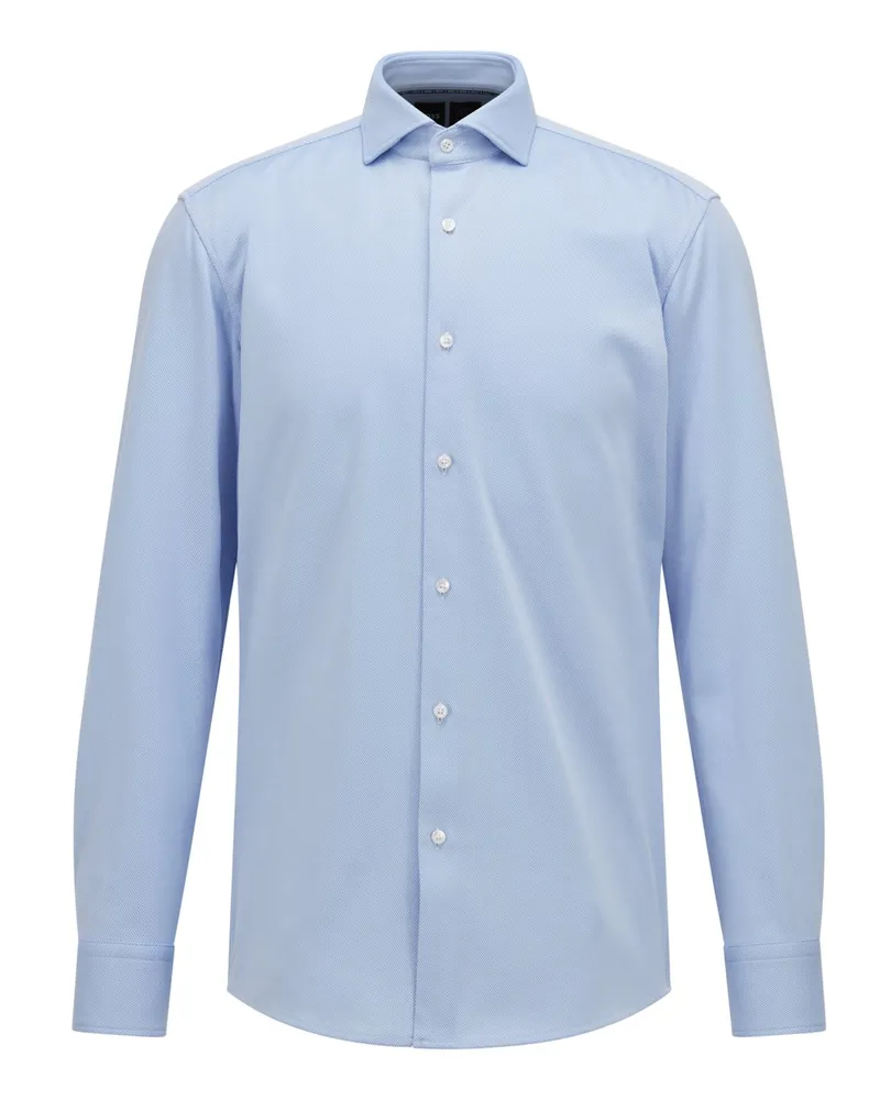 HUGO BOSS Hemd in Minimalstruktur, Performance Stretch, Slim Fit in Hellblau