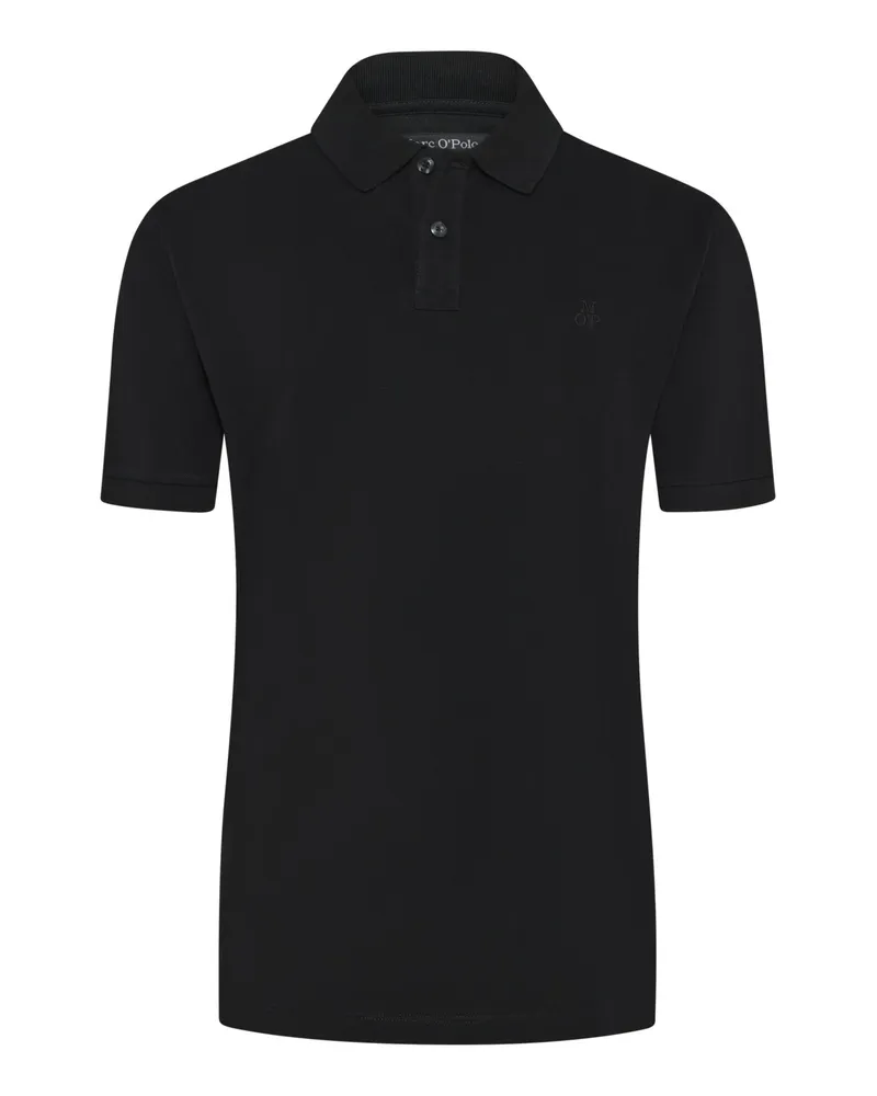 Marc O'Polo Poloshirt in Washed-Optik mit Label-Stickerei, Regular Fit in Schwarz