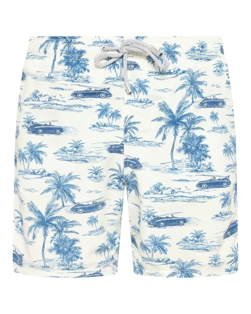 MC2 Saint Barth Badeshorts mit Porsche- und Karikik-Motiven in Blau