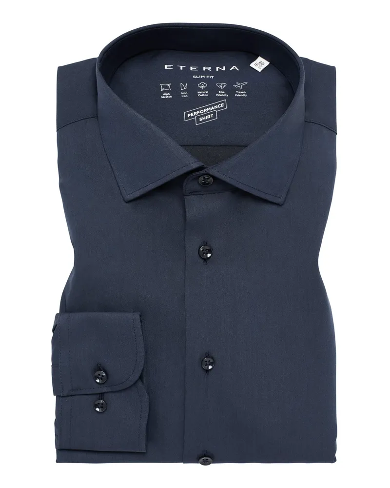 Eterna Reisetaugliches Performance-Hemd, Slim Fit in Marine