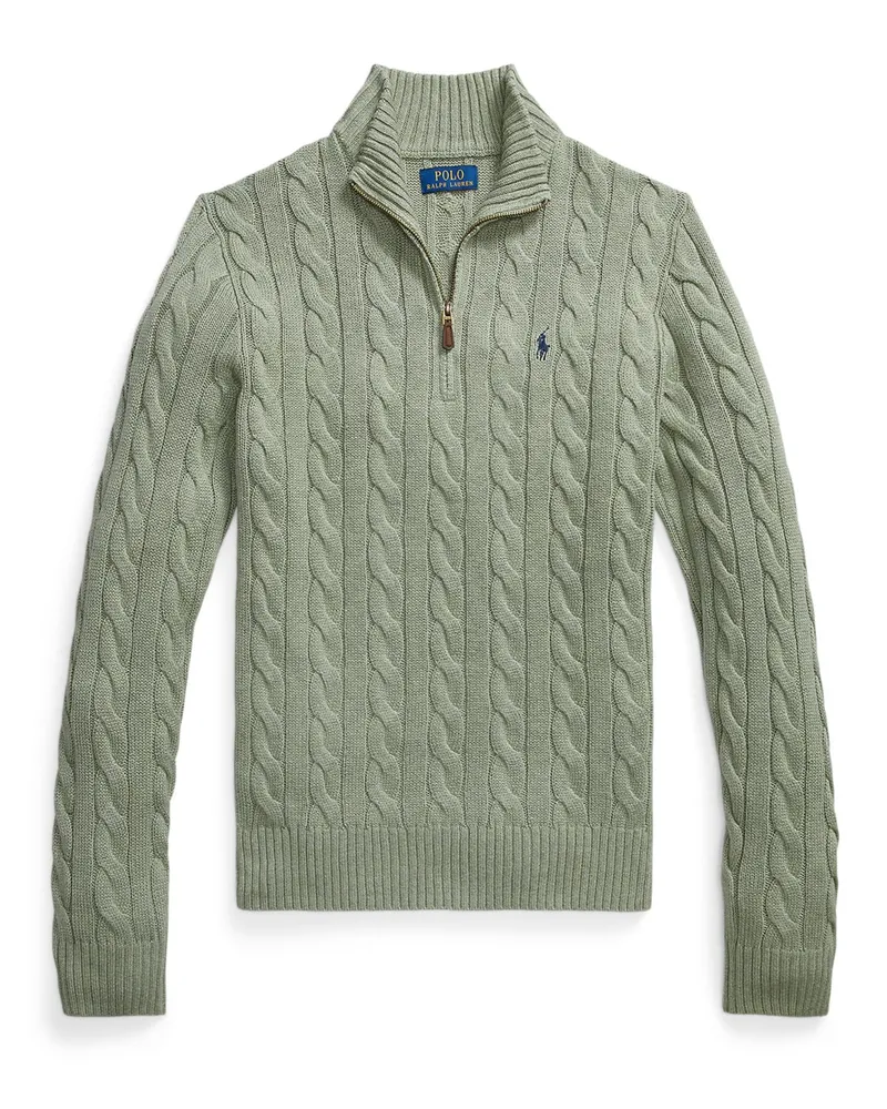 Ralph Lauren Zopfstrick-Troyer aus Baumwolle mit Poloreiter-Stickerei in Grün