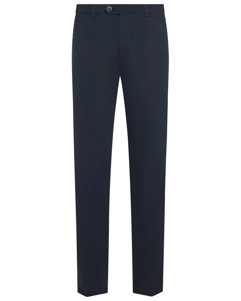Meyer Hosen Micro Structure-Chino Chicago aus Bio-Baumwolle, Modern Fit in Marine