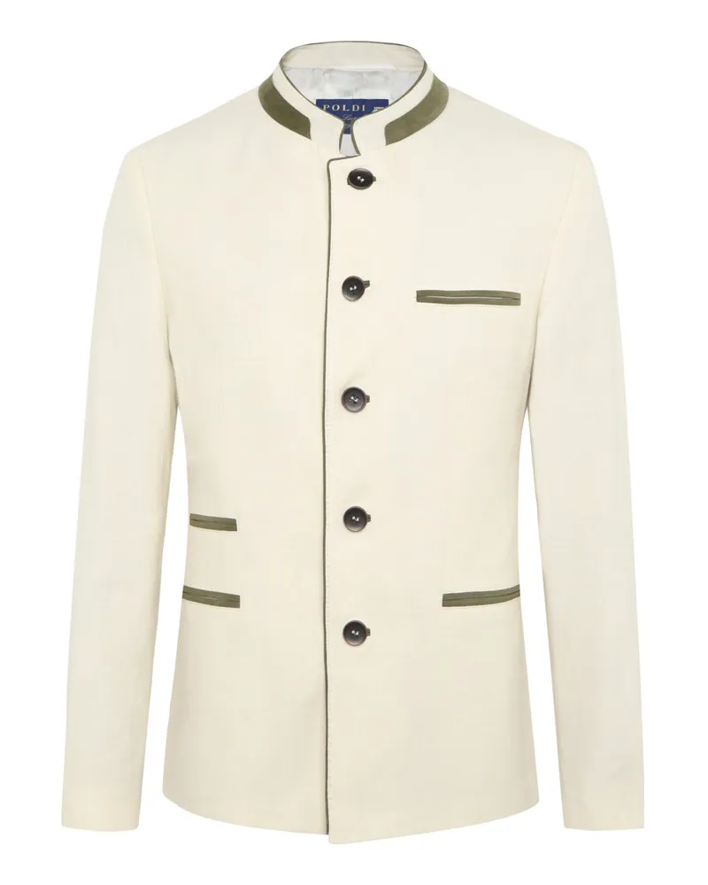 Poldi Janker aus Leinen mit Billetttasche und kontrastierende Paspelierungen in Natur