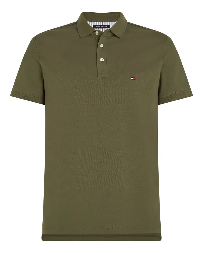 Tommy Hilfiger Piqué-Poloshirt 1985 mit Stretch und Flag-Stickerei, Slim Fit in Oliv
