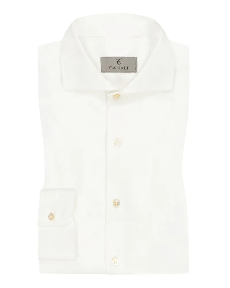 Canali Hemd in Jersey-Qualität, Modern Fit in Weiß