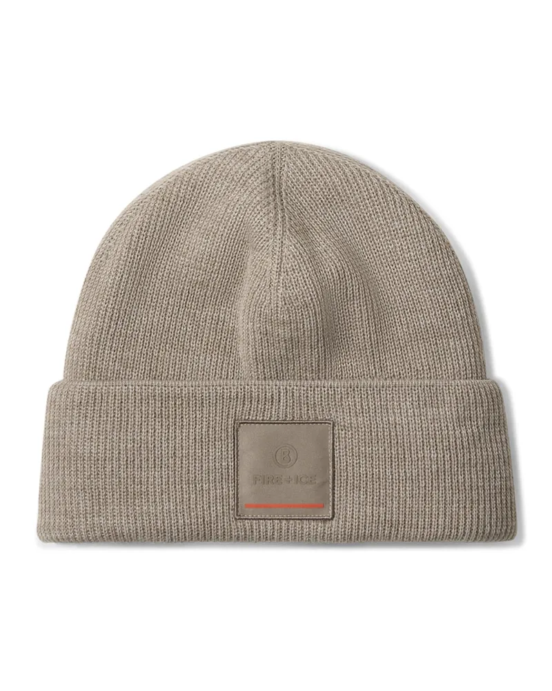 Bogner Fire & Ice Strickmütze aus einem Woll-Mix mit Label-Aufnäher in Beige