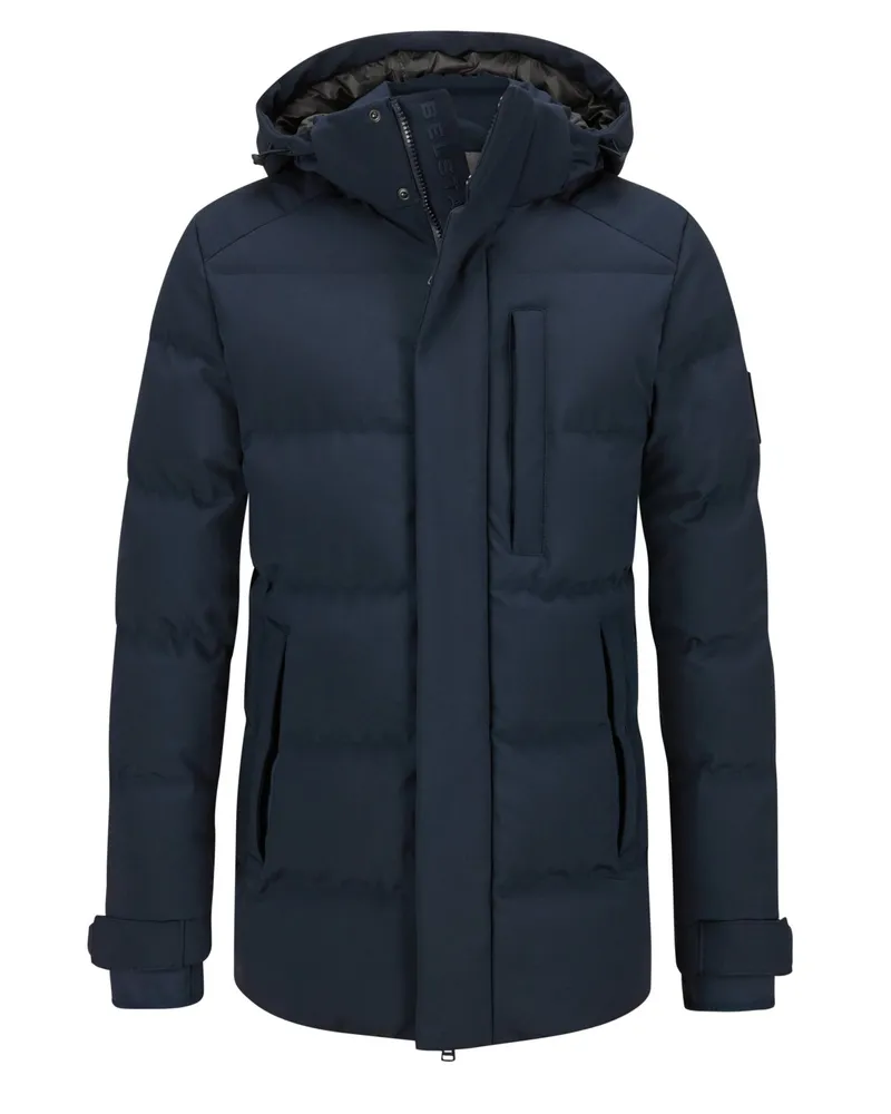 Belstaff Daunenparka mit abtrennbarer Kapuze und Sturmbündchen in Marine