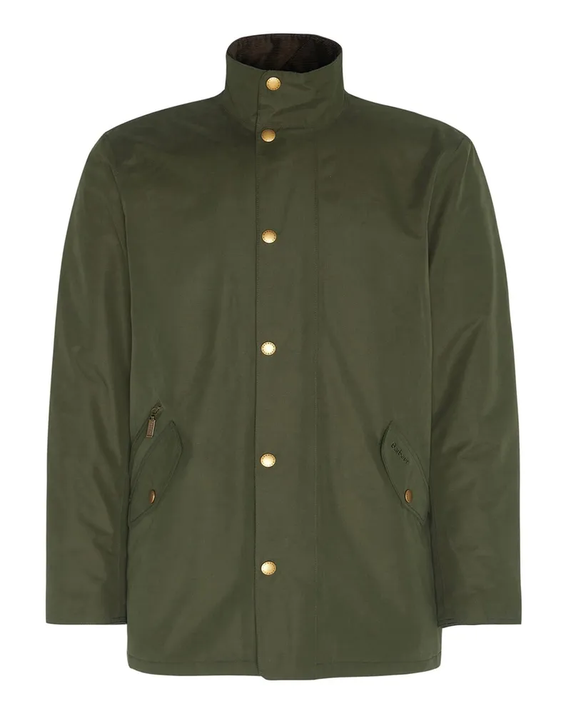 Barbour Jacke Winter Spoonbill Waterproof mit Cord-Besatz am Kragen in Oliv