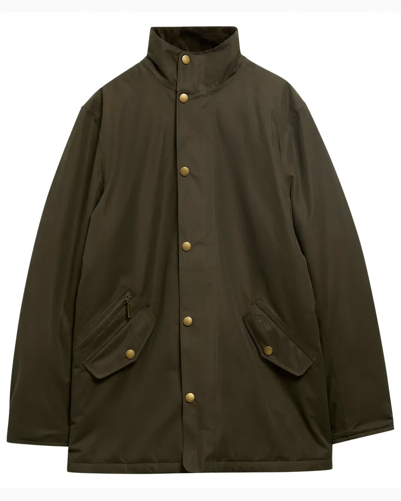 Barbour Jacke Winter Spoonbill Waterproof mit Cord-Besatz am Kragen in Oliv