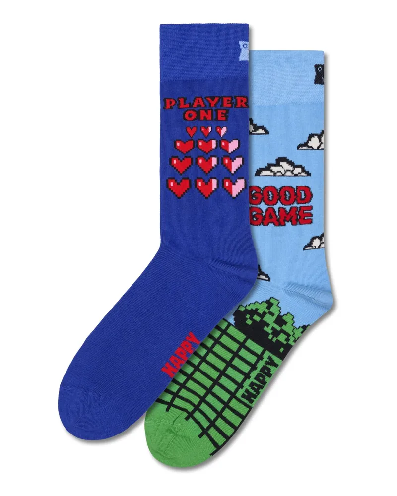 Happy Socks 2er-Pack Socken mit verschiedenen Motiven und Stretch, X-Mas in Blau