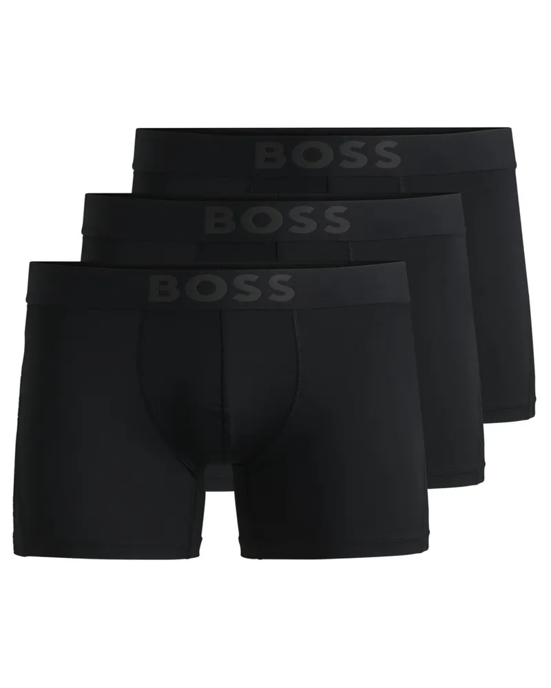 HUGO BOSS 3er Pack Boxershorts mit 4-Way-Stretch in Schwarz