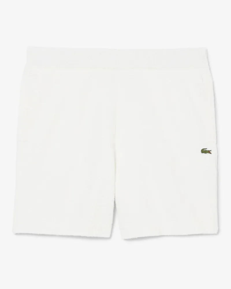Lacoste Sommerliche Shorts in einem Bouclé-Strick in Offwhite