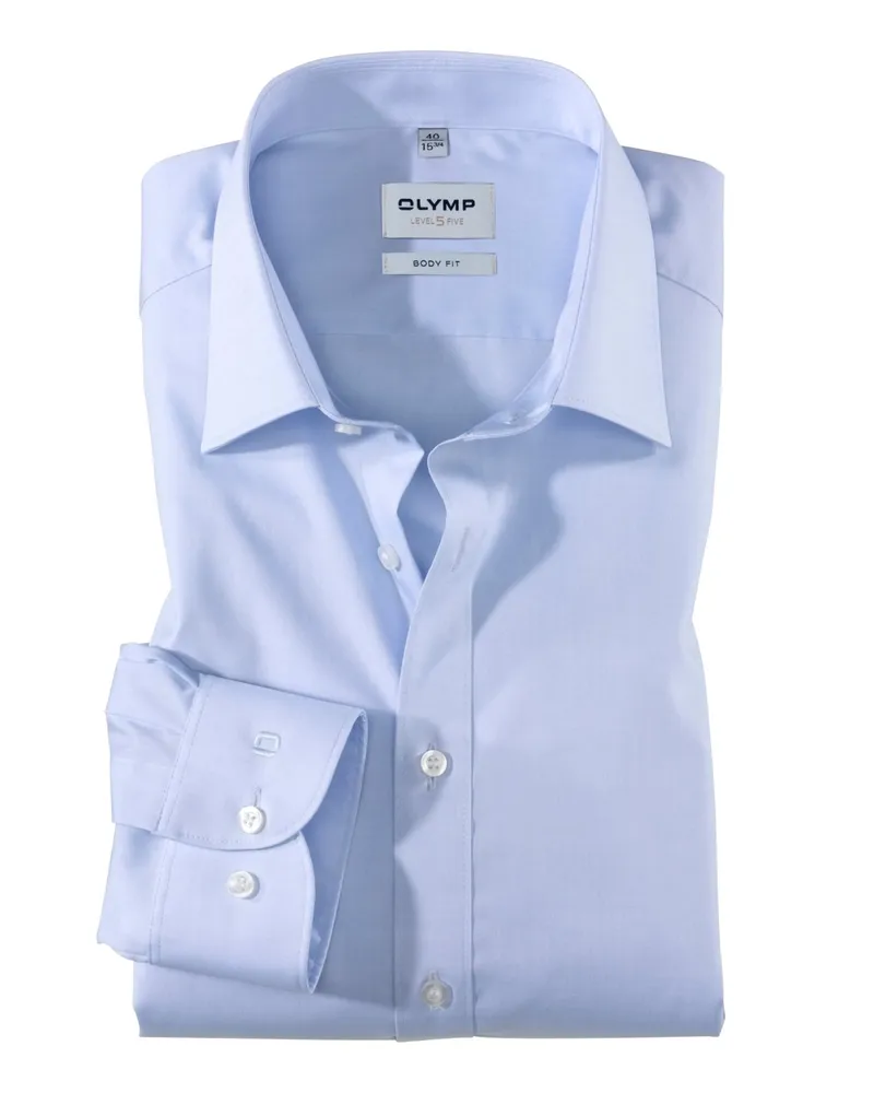 Olymp Level Five, Body Fit, Hemd mit Stretchanteil in Hellblau