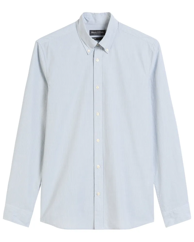 Marc O'Polo Hemd aus Baumwolle mit Minikaro, Regular Fit in Hellblau